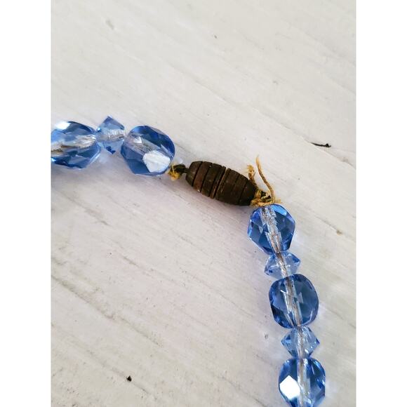Vintage Cobalt Blue Graduated Faceted Glass Bead Necklace - Picture 3 of 8